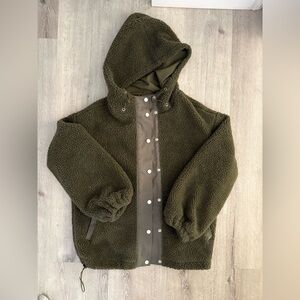 Cozy Olive Green SHERPA Hooded Jacket